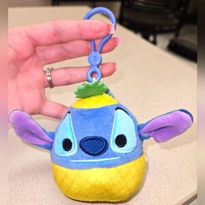 NWT Stitch In Pineapple Disney 3.5" Squishmallow Plush Clip Keychain